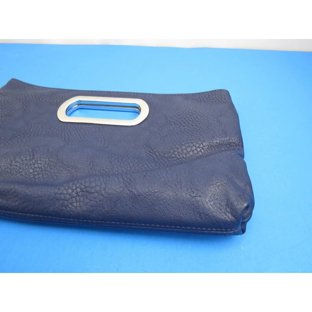 Small Blue Handbag Clutch Purse Silver Color Handle